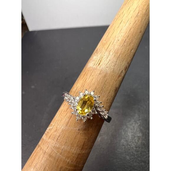 NEW Sunfire beryl and zircon ring in platinum over sterling silver size 6 - Picture 10 of 11